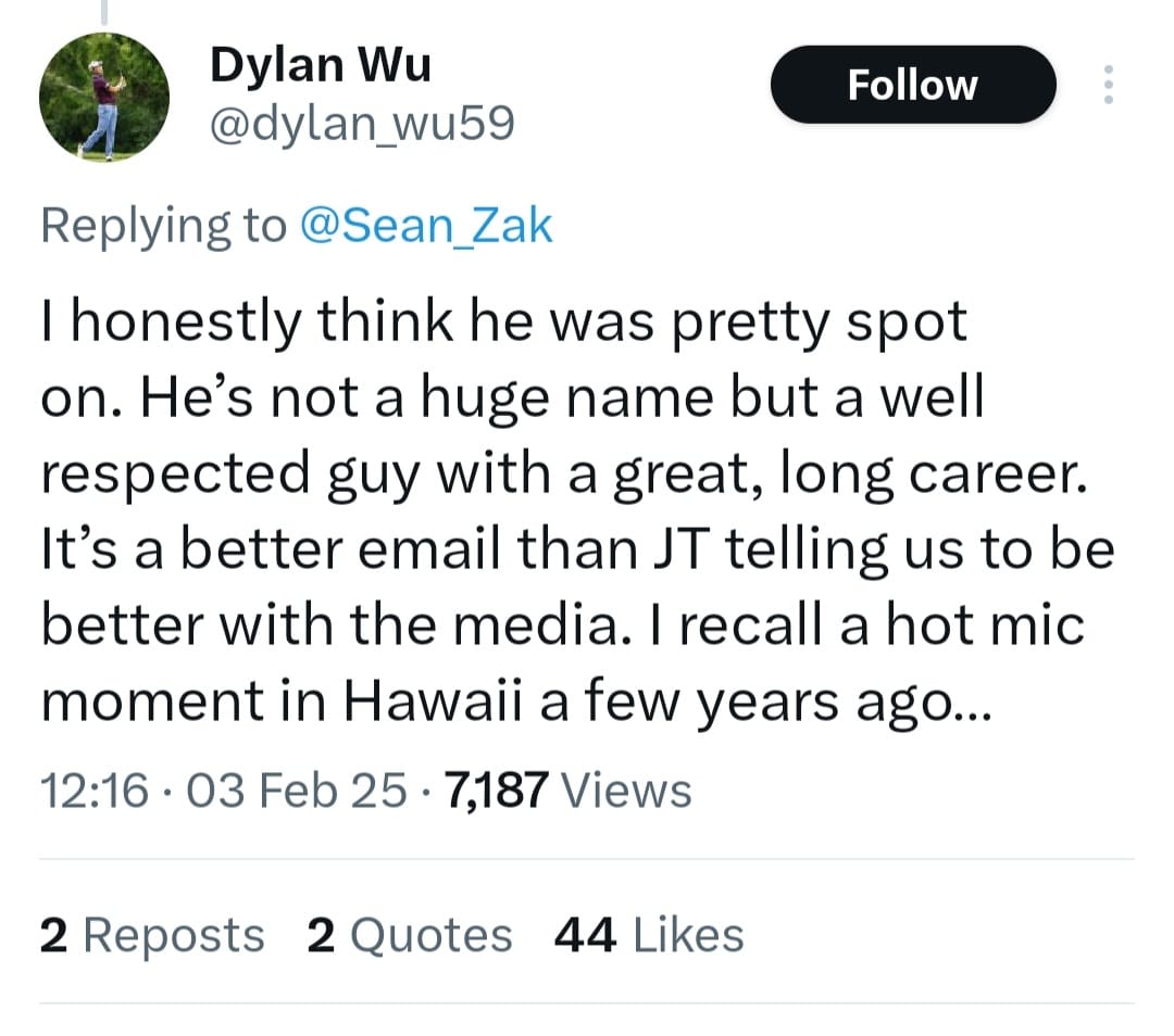 Wu's post on X
